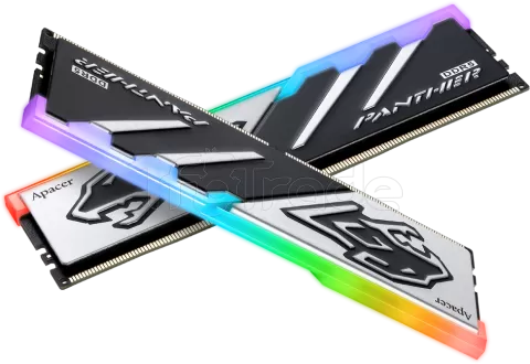 Photo de Kit Barrettes mémoire 32Go (2x16Go) DIMM DDR5 Apacer Panther RGB 5600MHz (Noir/Argent)