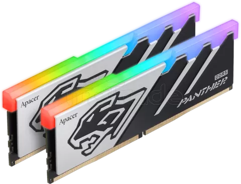 Photo de Kit Barrettes mémoire 32Go (2x16Go) DIMM DDR5 Apacer Panther RGB 6000MHz (Noir/Argent)