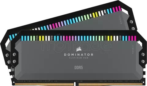 Photo de Kit Barrettes mémoire 32Go (2x16Go) DIMM DDR5 Corsair Dominator Platinum RGB 6000MHz AMD Expo (Gris)