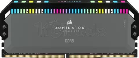 Photo de Kit Barrettes mémoire 32Go (2x16Go) DIMM DDR5 Corsair Dominator Platinum RGB 6000MHz AMD Expo (Gris)