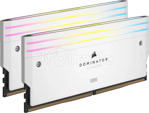 Photo de Kit Barrettes mémoire 32Go (2x16Go) DIMM DDR5 Corsair Dominator Titanium RGB  6600MHz (Blanc)