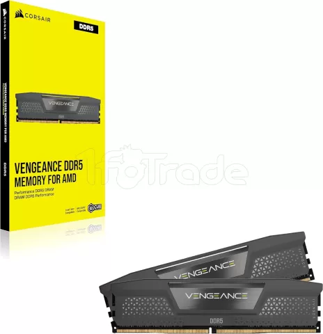 Photo de Kit Barrettes mémoire 32Go (2x16Go) DIMM DDR5 Corsair Vengeance 6000MHz CL2 (Noir)