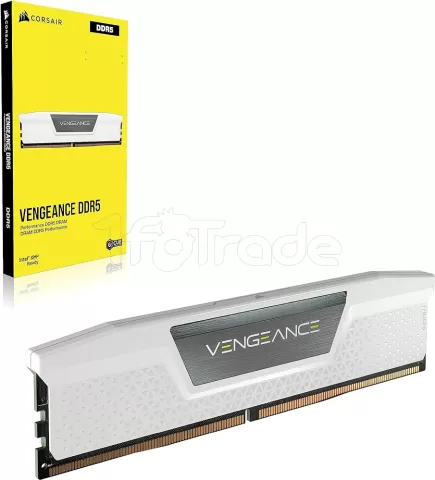 Photo de Kit Barrettes mémoire 32Go (2x16Go) DIMM DDR5 Corsair Vengeance 6400MHz CL32 (Blanc)