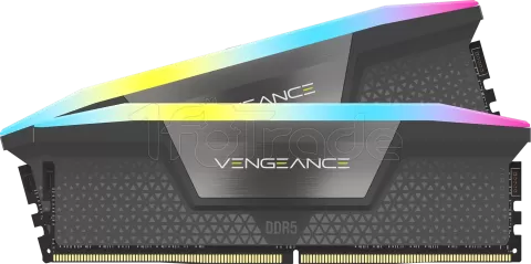Photo de Kit Barrettes mémoire 32Go (2x16Go) DIMM DDR5 Corsair Vengeance RGB  5200MHz CL40 (Noir)