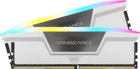Photo de Kit Barrettes mémoire 32Go (2x16Go) DIMM DDR5 Corsair Vengeance RGB 6000MHz (Blanc)