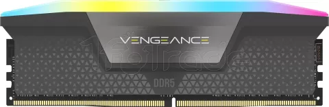 Photo de Kit Barrettes mémoire 32Go (2x16Go) DIMM DDR5 Corsair Vengeance RGB 6000MHz CL36 (Noir)