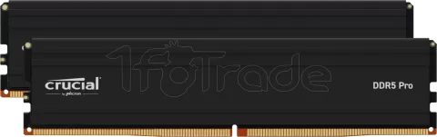 Photo de Kit Barrettes mémoire 32Go (2x16Go) DIMM DDR5 Crucial Pro  5600MHz (Noir)