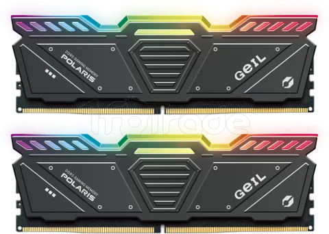 Photo de Kit Barrettes mémoire 32Go (2x16Go) DIMM DDR5 GeIL Polaris RGB 6000Mhz AMD Expo (Noir)