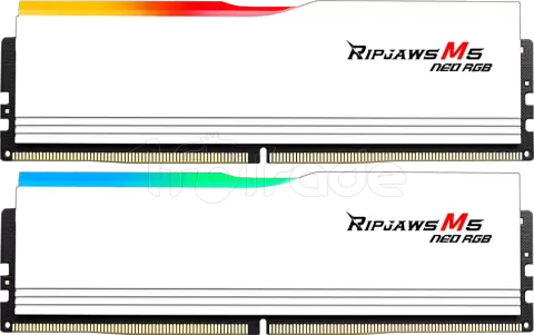 Photo de Kit Barrettes mémoire 32Go (2x16Go) DIMM DDR5 G.Skill Ripjaws M5 Neo RGB 6000MHz (Blanc)