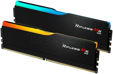Photo de Kit Barrettes mémoire 32Go (2x16Go) DIMM DDR5 G.Skill Ripjaws M5 RGB 5200MHz (Noir)