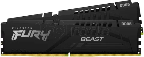 Photo de Kit Barrettes mémoire 32Go (2x16Go) DIMM DDR5 Kingston Fury Beast  4800MHz (Noir)