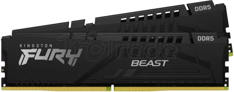 Photo de Kit Barrettes mémoire 32Go (2x16Go) DIMM DDR5 Kingston Fury Beast  5600MHz (Noir)