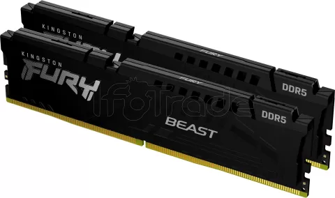Photo de Kit Barrettes mémoire 32Go (2x16Go) DIMM DDR5 Kingston Fury Beast 6000MHz (Noir)