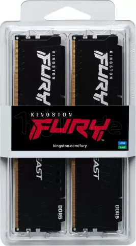 Photo de Kit Barrettes mémoire 32Go (2x16Go) DIMM DDR5 Kingston Fury Beast 6000MHz (Noir)