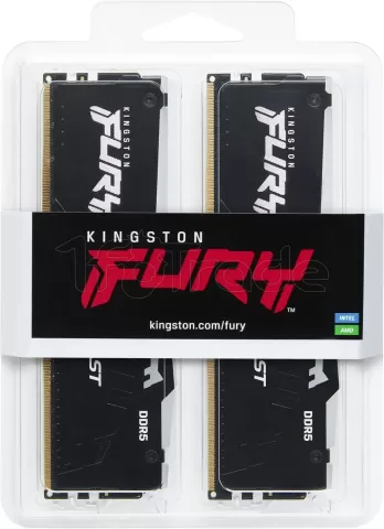 Photo de Kit Barrettes mémoire 32Go (2x16Go) DIMM DDR5 Kingston Fury Beast RGB  5600MHz (Noir)