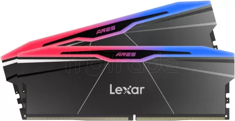Photo de Kit Barrettes mémoire 32Go (2x16Go) DIMM DDR5 Lexar Ares 2nd Gen RGB 6000MHz CL30 (Noir)