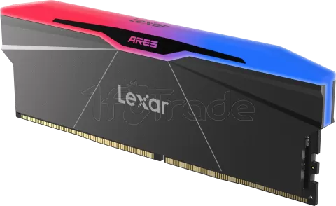 Photo de Kit Barrettes mémoire 32Go (2x16Go) DIMM DDR5 Lexar Ares 2nd Gen RGB 6000MHz (Noir)