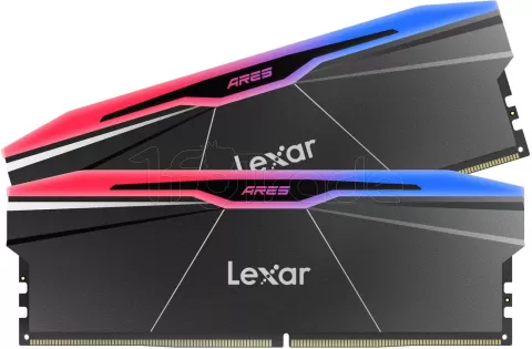 Photo de Kit Barrettes mémoire 32Go (2x16Go) DIMM DDR5 Lexar Ares 2nd Gen RGB 6000MHz (Noir)
