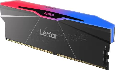 Photo de Kit Barrettes mémoire 32Go (2x16Go) DIMM DDR5 Lexar Ares 2nd Gen RGB 6400MHz C32 (Noir)
