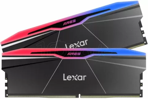 Photo de Kit Barrettes mémoire 32Go (2x16Go) DIMM DDR5 Lexar Ares 2nd Gen RGB 8000MHz (Noir)