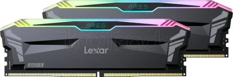 Photo de Kit Barrettes mémoire 32Go (2x16Go) DIMM DDR5 Lexar Ares RGB  5600MHz (Noir)