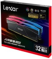 Photo de Kit Barrettes mémoire 32Go (2x16Go) DIMM DDR5 Lexar Ares RGB 6000MHz (Noir)