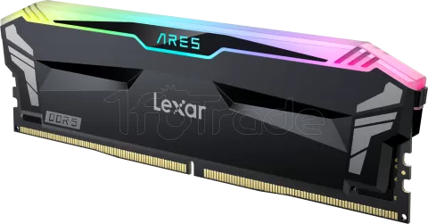 Photo de Kit Barrettes mémoire 32Go (2x16Go) DIMM DDR5 Lexar Ares RGB 7200MHz (Noir)