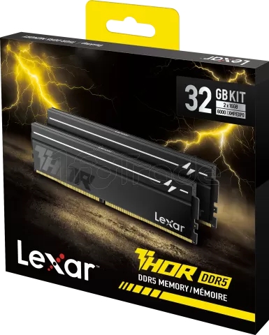 Photo de Kit Barrettes mémoire 32Go (2x16Go) DIMM DDR5 Lexar Thor 2nd Gen 6000MHz CL38 (Noir)