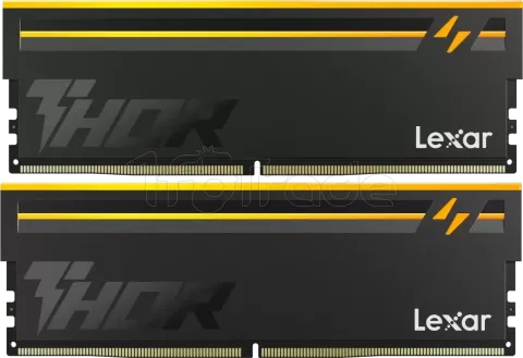 Photo de Kit Barrettes mémoire 32Go (2x16Go) DIMM DDR5 Lexar Thor 2nd Gen RGB 6000MHz CL38 (Noir)