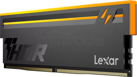 Photo de Kit Barrettes mémoire 32Go (2x16Go) DIMM DDR5 Lexar Thor 2nd Gen RGB 6000MHz CL38 (Noir)