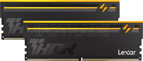 Photo de Kit Barrettes mémoire 32Go (2x16Go) DIMM DDR5 Lexar Thor 2nd Gen RGB 7200MHz CL38 (Noir)