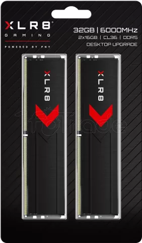 Photo de Kit Barrettes mémoire 32Go (2x16Go) DIMM DDR5 PNY XLR8 Gaming Epic-X 6000MHz CL30 (Noir)