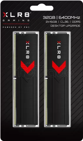 Photo de Kit Barrettes mémoire 32Go (2x16Go) DIMM DDR5 PNY XLR8 Gaming Epic-X 6400MHz CL36 (Noir)