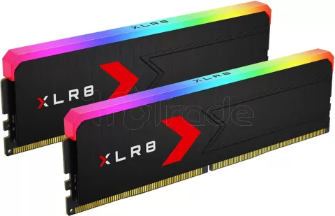 Photo de Kit Barrettes mémoire 32Go (2x16Go) DIMM DDR5 PNY XLR8 Gaming Epic-X RGB 6400MHz (Noir)