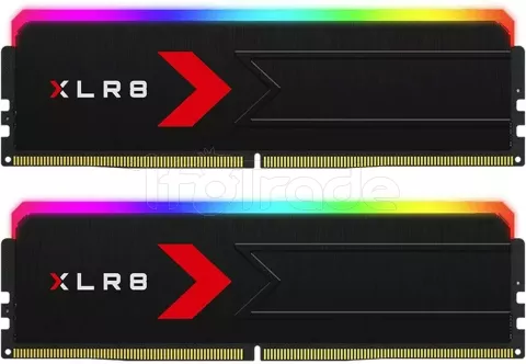 Photo de Kit Barrettes mémoire 32Go (2x16Go) DIMM DDR5 PNY XLR8 Gaming Epic-X RGB 6400MHz (Noir)
