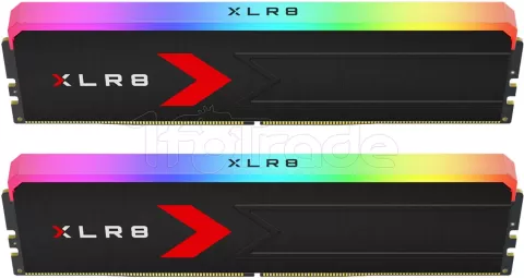 Photo de Kit Barrettes mémoire 32Go (2x16Go) DIMM DDR5 PNY XLR8 Gaming Epic-X RGB 6400MHz (Noir)