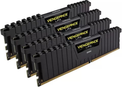 Photo de Kit Barrettes mémoire 32Go (4x8Go) DIMM DDR4 Corsair Vengeance LPX  2666Mhz (Noir)