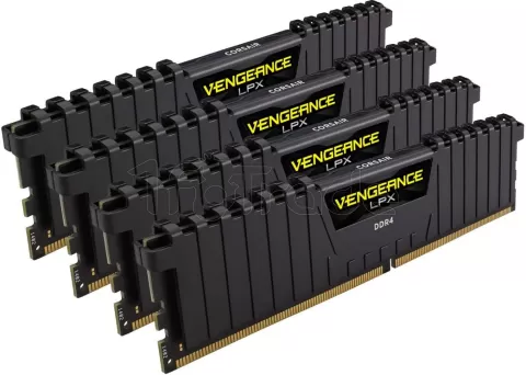 Photo de Kit Barrettes mémoire 32Go (4x8Go) DIMM DDR4 Corsair Vengeance LPX  3200Mhz (Noir)