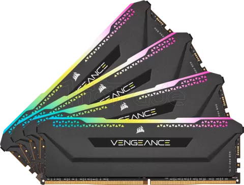 Photo de Kit Barrettes mémoire 32Go (4x8Go) DIMM DDR4 Corsair Vengeance Pro SL RGB  3200Mhz (Noir)