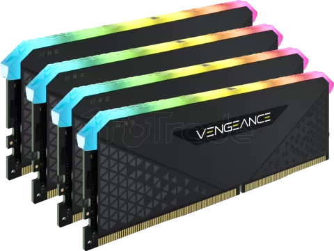 Photo de Kit Barrettes mémoire 32Go (4x8Go) DIMM DDR4 Corsair Vengeance RS RGB  3200Mhz (Noir)