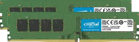 Photo de Kit Barrettes mémoire 64Go (2x32Go) DIMM DDR4 Crucial Classic 3200Mhz (Vert)