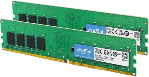 Photo de Kit Barrettes mémoire 64Go (2x32Go) DIMM DDR4 Crucial Classic 3200Mhz (Vert)