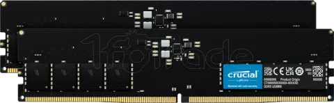Photo de Kit Barrettes mémoire 64Go (2x32Go) DIMM DDR5 Crucial  4800MHz (Noir)