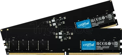 Photo de Kit Barrettes mémoire 64Go (2x32Go) DIMM DDR5 Crucial Classic 4800MHz (Noir)