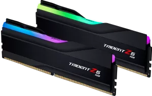 Photo de Kit Barrettes mémoire 64Go (2x32Go) DIMM DDR5 G.Skill Trident Z5 RGB 5600MHz (Noir)
