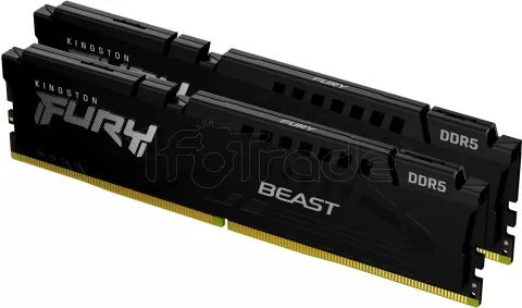 Photo de Kit Barrettes mémoire 64Go (2x32Go) DIMM DDR5 Kingston Fury Beast 5600MHz CL36 (Noir)