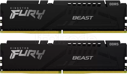 Photo de Kit Barrettes mémoire 64Go (2x32Go) DIMM DDR5 Kingston Fury Beast 5600MHz CL36 (Noir)