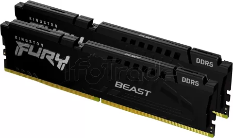 Photo de Kit Barrettes mémoire 64Go (2x32Go) DIMM DDR5 Kingston Fury Beast 5600MHz (Noir)