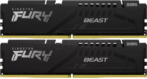 Photo de Kit Barrettes mémoire 64Go (2x32Go) DIMM DDR5 Kingston Fury Beast 5600MHz (Noir)