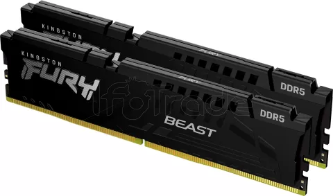 Photo de Kit Barrettes mémoire 64Go (2x32Go) DIMM DDR5 Kingston Fury Beast 6000MHz (Noir)